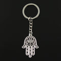 Fashion 30mm Key Ring Key Chain Keychain Jewelry Antique Bronze Silver Color Death Eye Hamsa Palm Fatima Hand 36x25mm Pendant