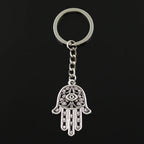 Fashion 30mm Key Ring Key Chain Keychain Jewelry Antique Bronze Silver Color Death Eye Hamsa Palm Fatima Hand 36x25mm Pendant