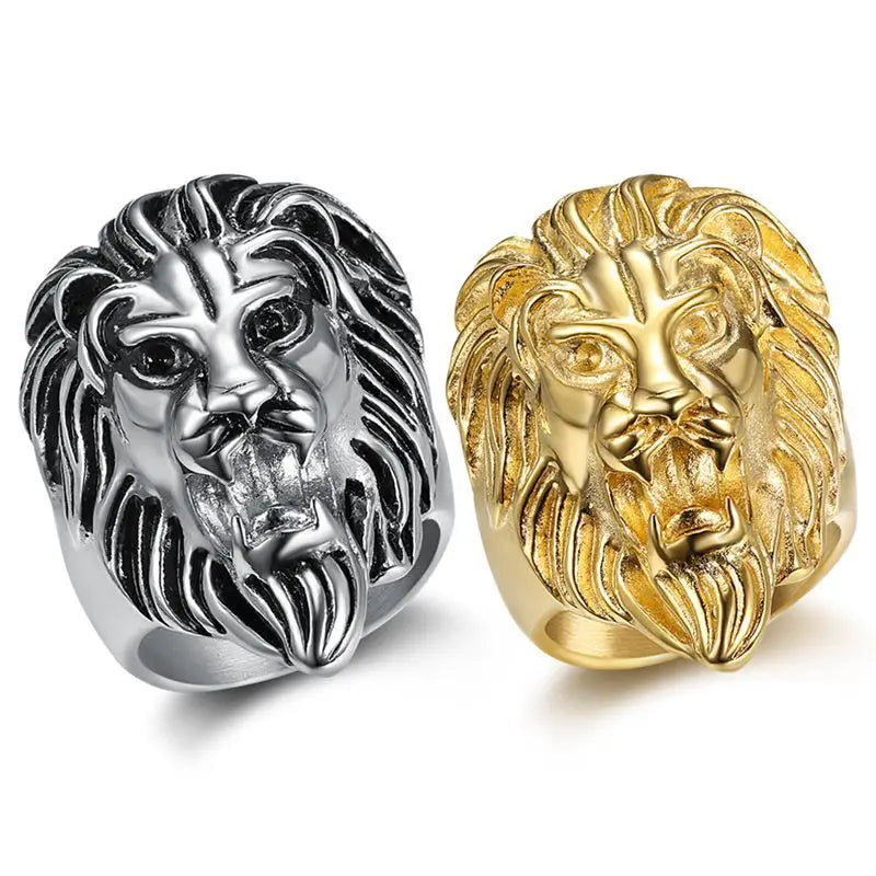 Lion Head Steel Ring 316L Animal Style Finger