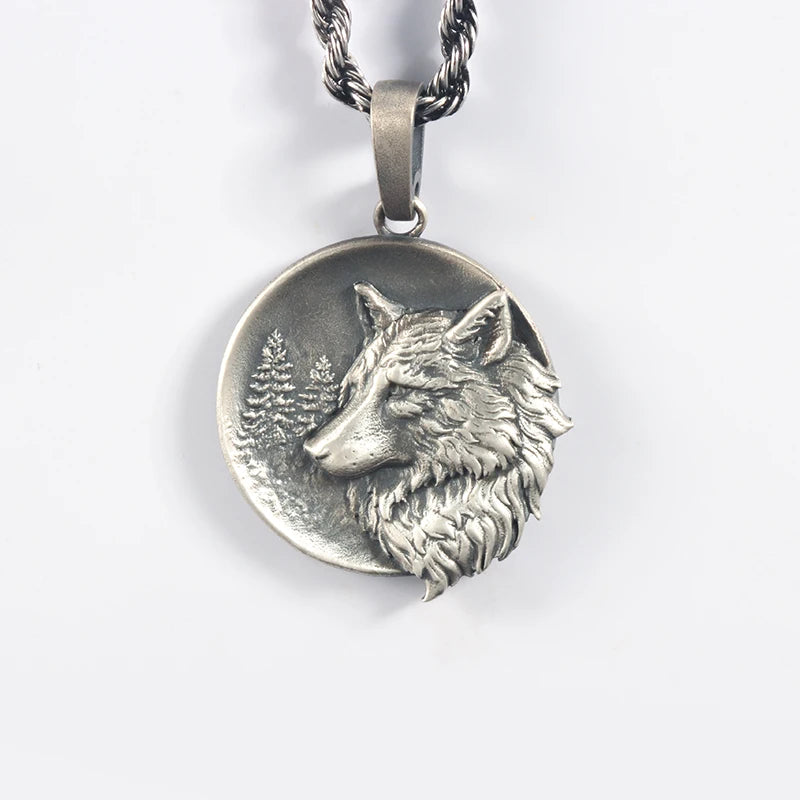 Wolf Forest Pendant — Stainless Steel