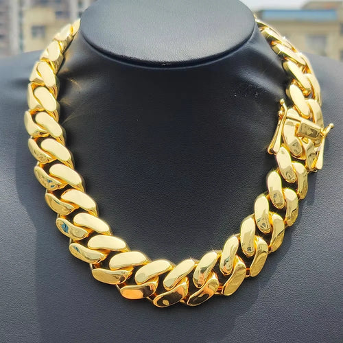 22MM Miami Cuban Link Chain Necklace — Gold Brass