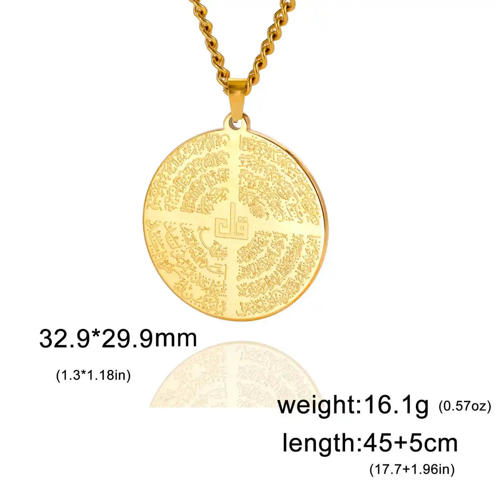 VASSAGO Muslim Allah Necklace Islamic Allah Pendant Necklace Ayatul Kursi Islam Quran Allah Charm Eid Arabic Gift for
