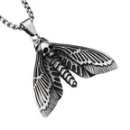 Vintage Gothic Style Death Moth Necklace Unisex Punk Stainless Steel Butterfly Skull Pendant Animal Jewelry Gift