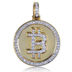 Gold Iced Out Bitcoin Pendant Necklace CZ