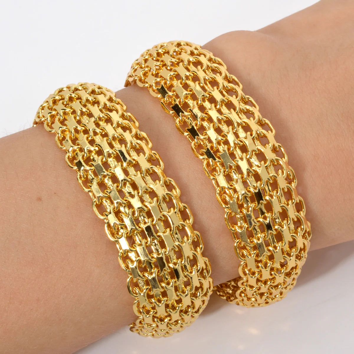 18MM Big Wide Chain For Men Women Bracelet Double Weaving Rolo Cable Curb Link Catenary Chain Fashion Thick Bangle