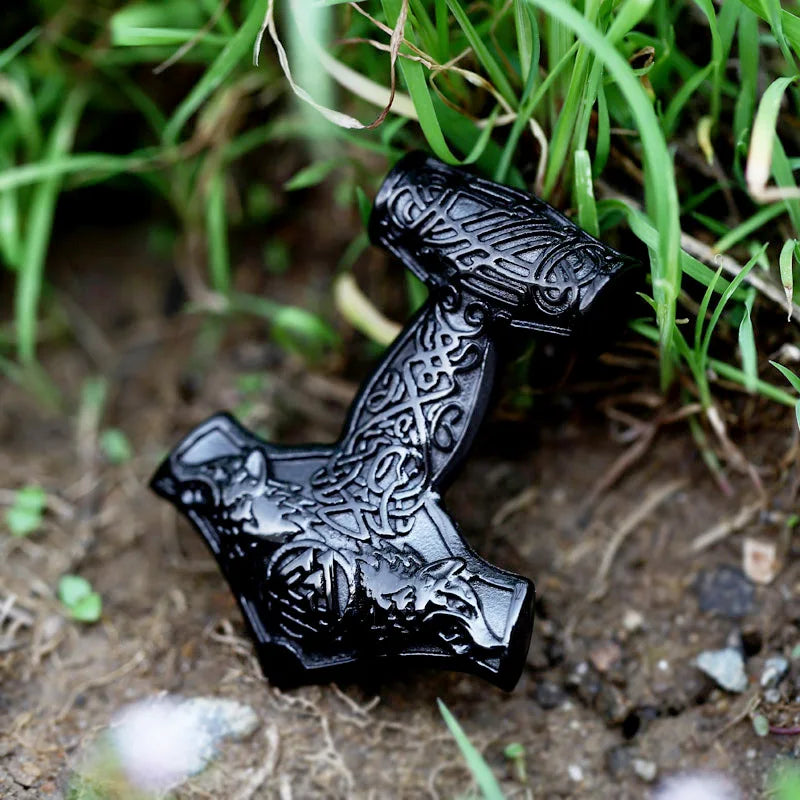 BEIER thor's hammer mjolnir pendant necklace viking scandinavian norse viking necklace with stainless steel chain