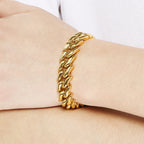 Polished 15mm Cuban Link Bracelet for Man Luxury Waterproof Gold Color Stainless Steel Men's Chain Bracelets Fashion