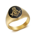 Geometric Black Glue Masonic AG Rings Stainless Steel Men Personalized Fashion Ring Charm Jewelry