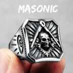 Masonic Skull Ring 316L Stainless Steel Men Eye of Truth Freemasonry Rock for Rider Male Boyfriend Jewelry Best Gift