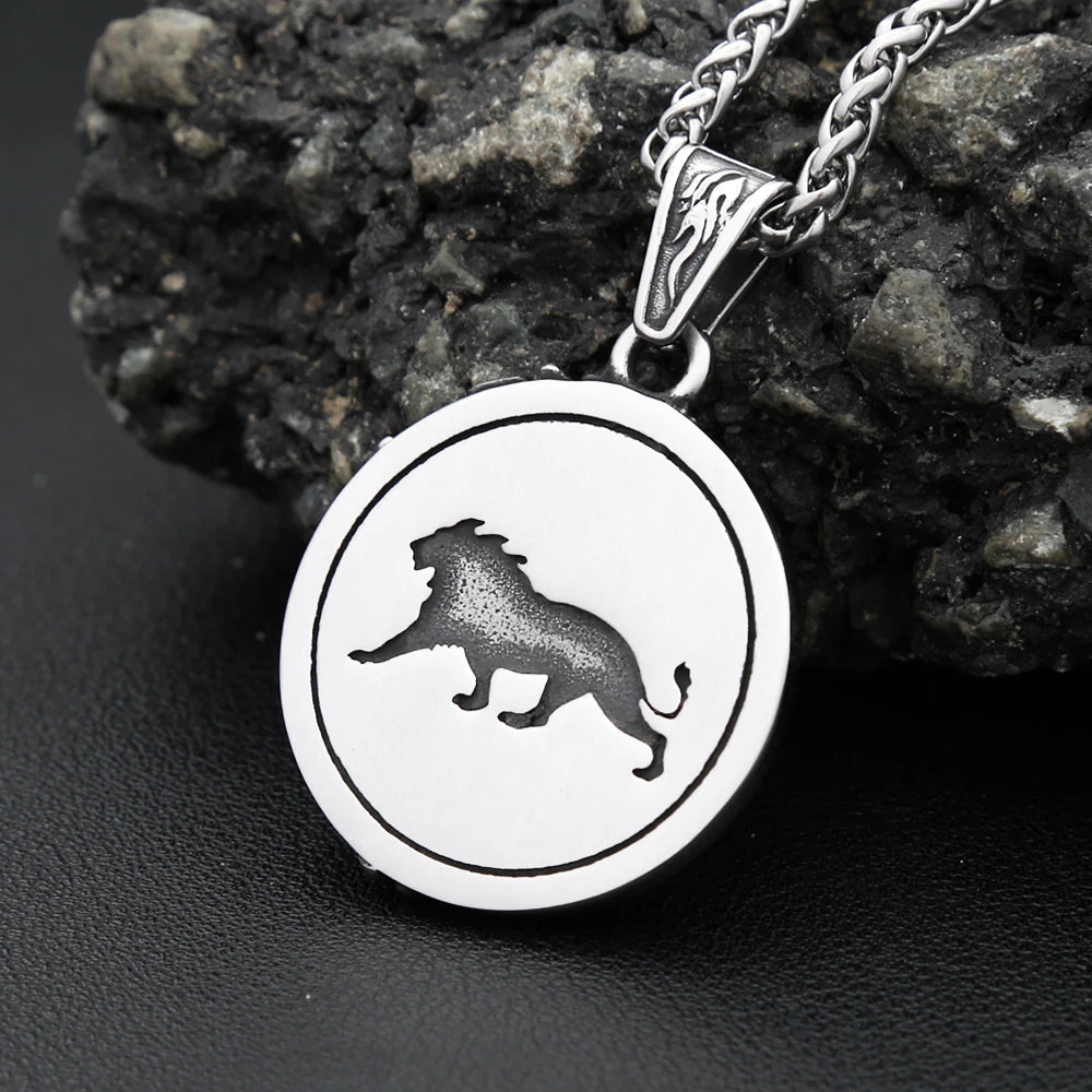 Lion Viking Steel Pendant Nordic Punk Biker Animal