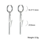 Lightning Hoop Earrings for Men & Women — Stainless Steel