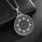 Stainless Steel Solomon Religious Seven Archangels Compass Pendant Necklace Men's Retro Lucky Amulet Jewelry