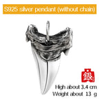 Shark tooth S925 Silver necklace for men silver pendant Jewelry hippop street culture mygrillz