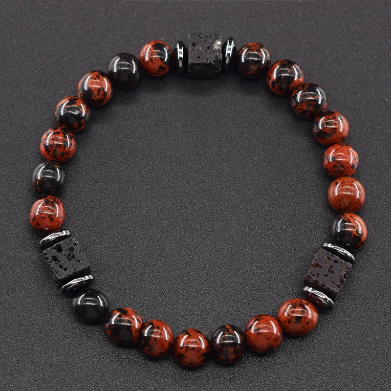 Retro Black Block Volcanic Bracelets Men Women Frosted Onyx Lava Beads Jewelry Yoga Meditation Birthday Gift Wholesales