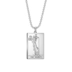 Dawapara The Major Arcana Tarot Cards Vintage Amulet Pendant Necklaces Box Chain Men Jewelry Stainless Steel Golden