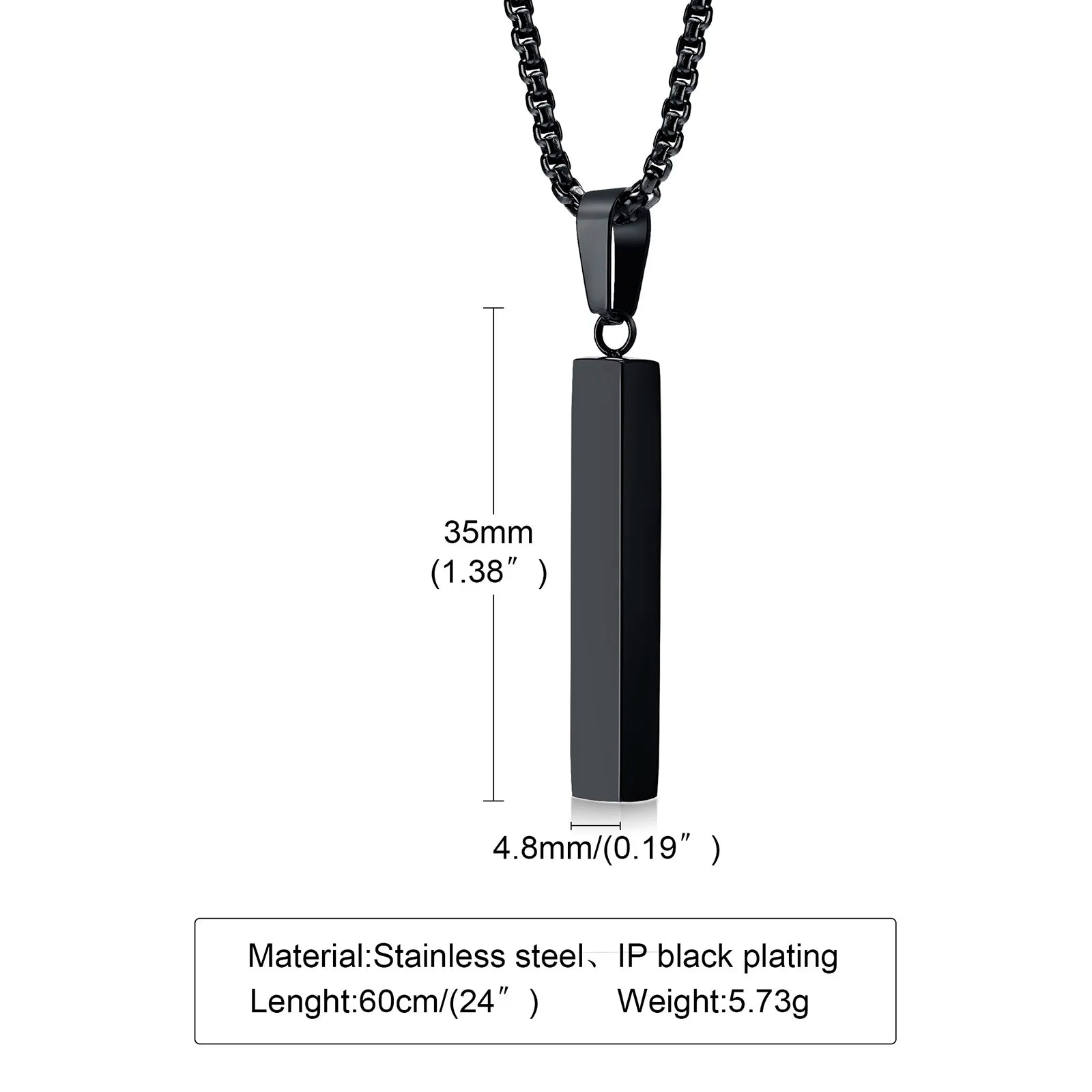 Pillar Bar Pendant Necklace — Stainless