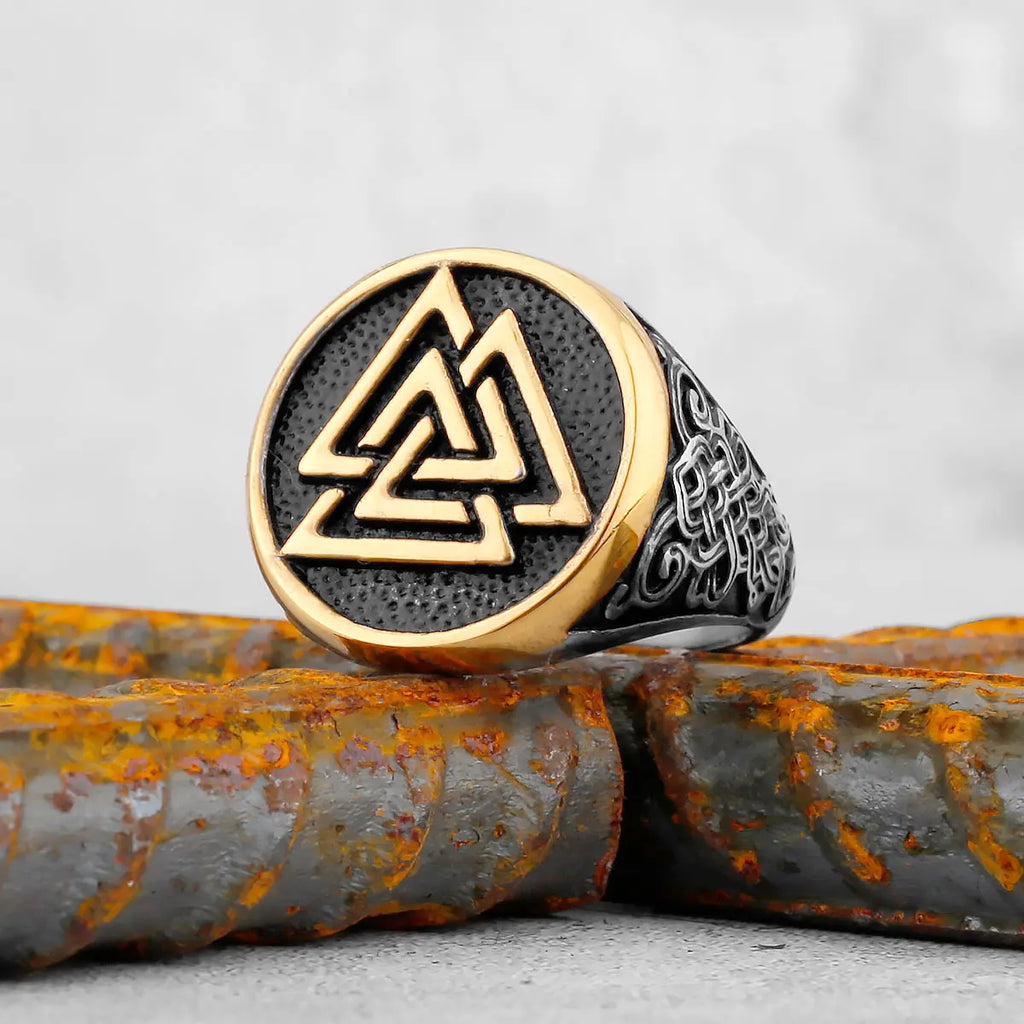 Vintage Stainless Steel Viking Amulet Ring Norse Compass Runes Men and Women Rings Teens Multi Style Jewelry Boyfriend