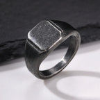 Vintage Punk Square Signet Ring for Men,Stainless Steel Ring Plain Statement Ring,Chunky Ring Geometric Thumb Ring