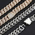 Iced Out Cuban Chain Necklace Stainless Steel 24MM