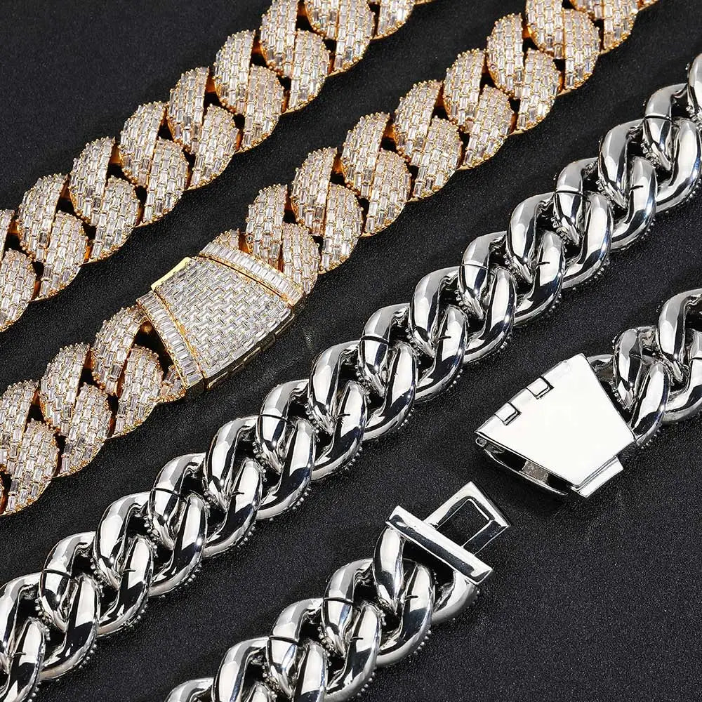 Iced Out Cuban Chain Necklace Stainless Steel 24MM