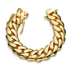Luxury 24K 9999 Pure Gold real gold Wide 10mm 12mm 14mm Glow Cuban Chain Butterfly Buckle Men's Bracelet