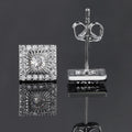 Silver Iced Out Square Stud Earrings CZ