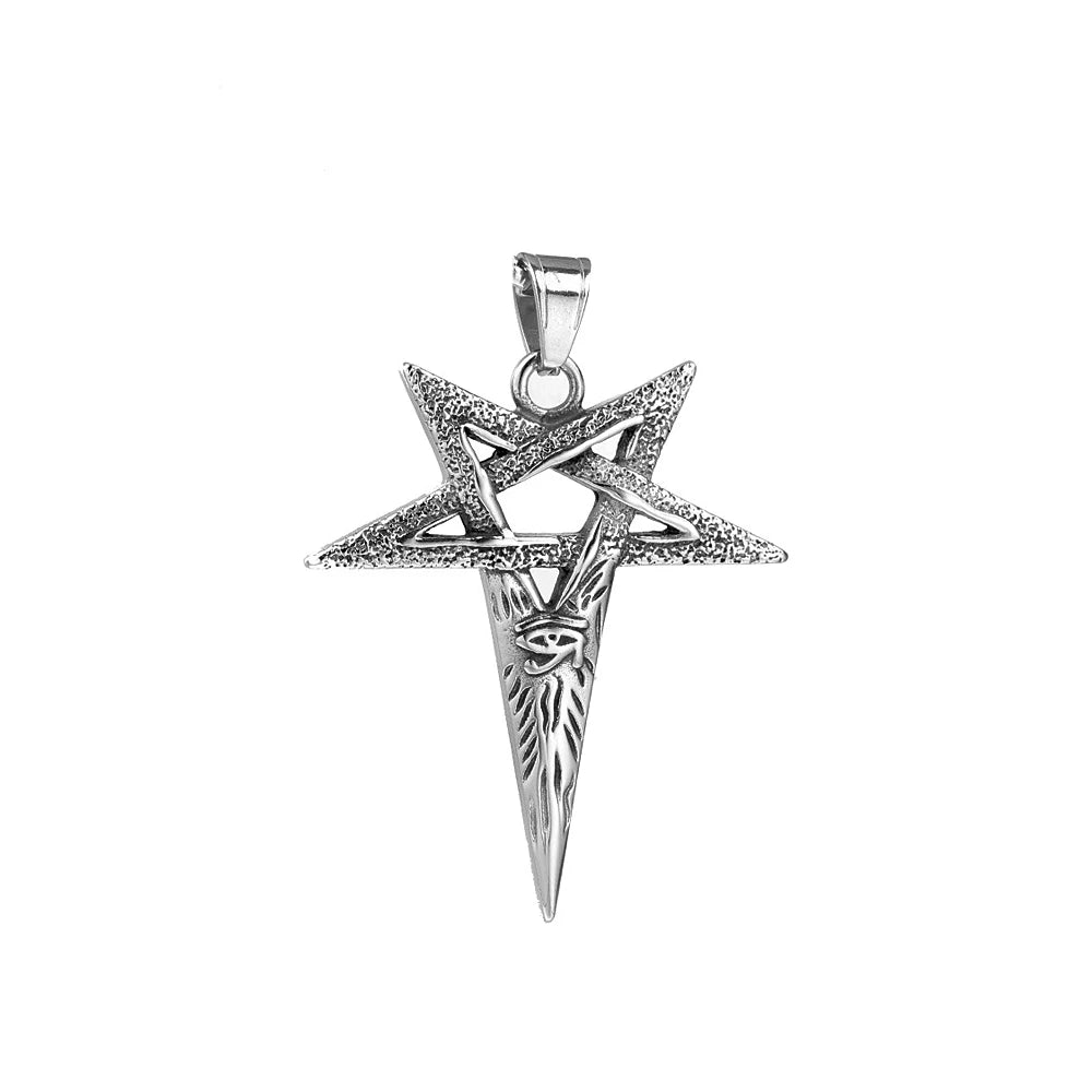 Devil Eye Pentagram Pendant Necklace — Stainless Steel