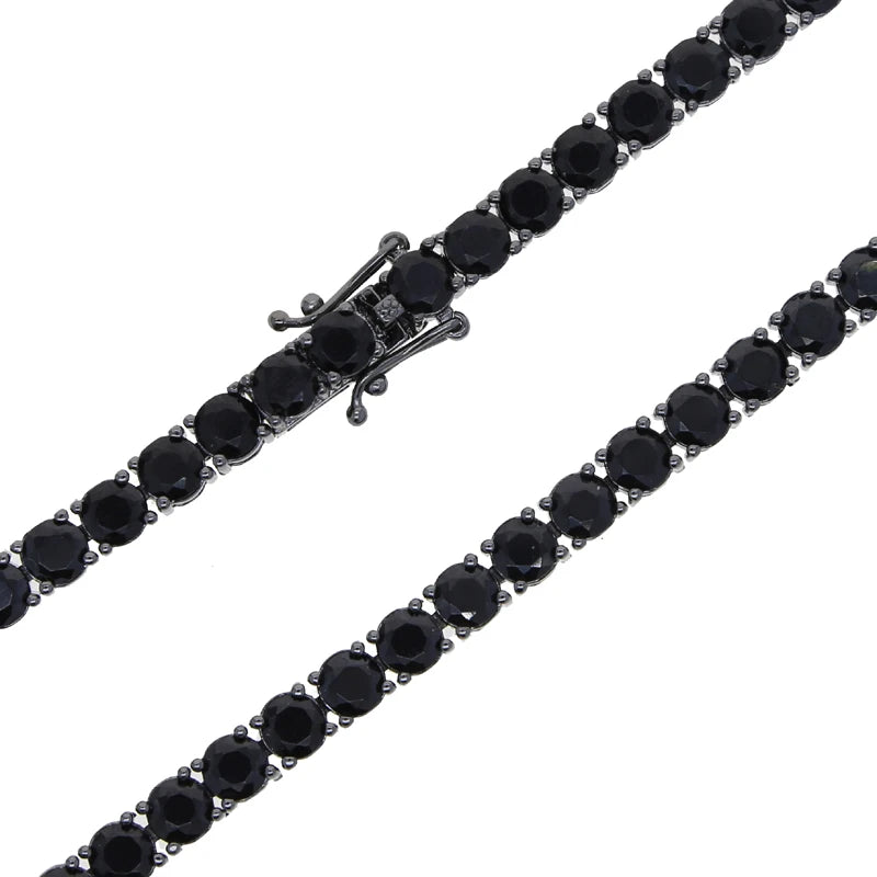 New Iced Out Bling Cubic Zirconia Tennis Chain Bracelet 5mm Black Color Charm Bangle Hip Hop For Women Men Jewelry
