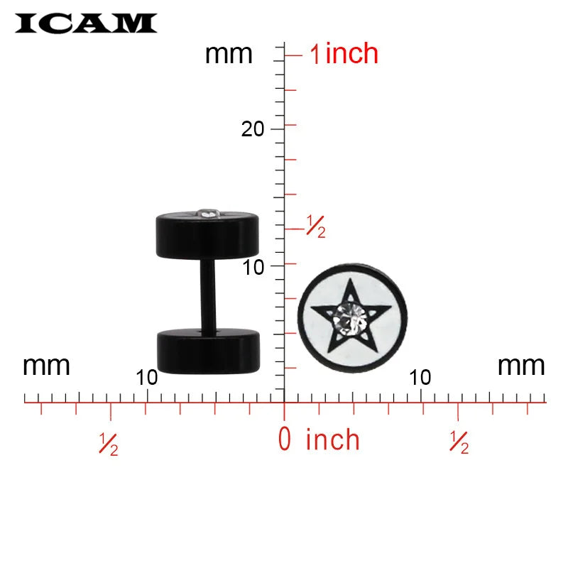 Barbell Dumbbell Stud Earrings — Stainless Steel