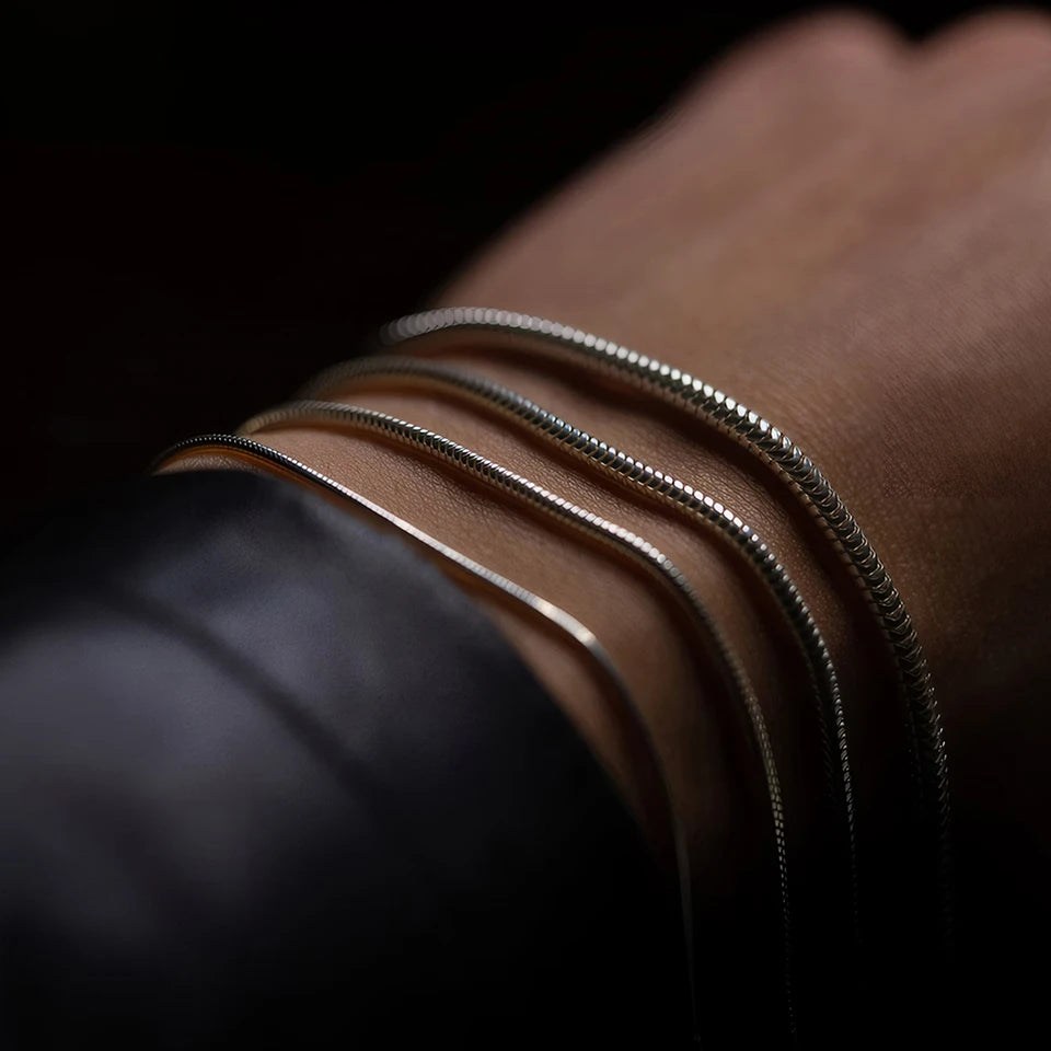 eManco Hot Sale Silver Color Stainless Steel Snake Chain Bracelet Fashion Jewelry For Men Women Minimalist Gifts