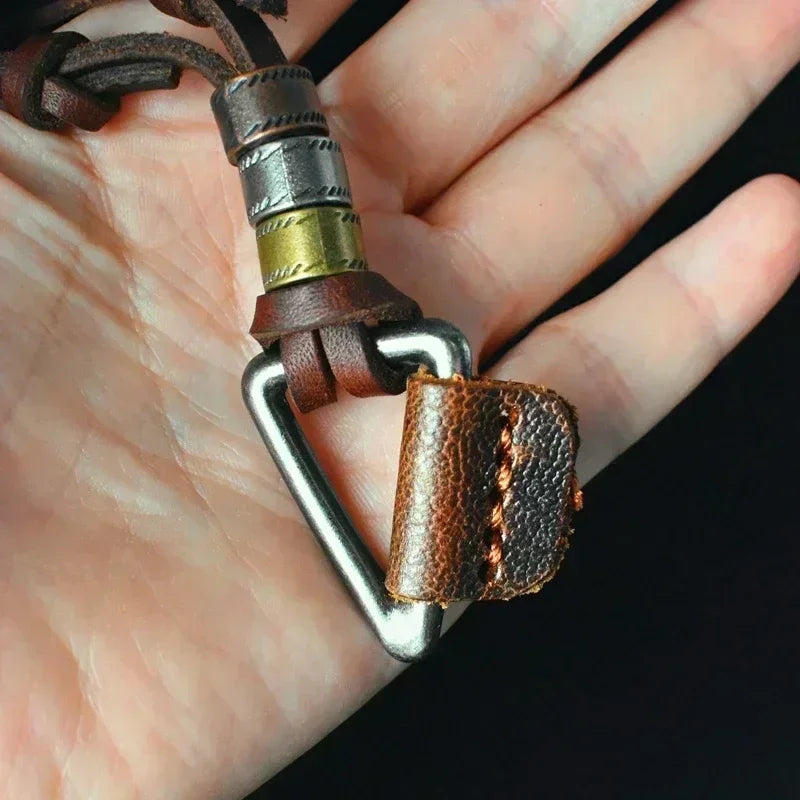 Leather Triangle Rope Chain Necklace — Zinc Alloy