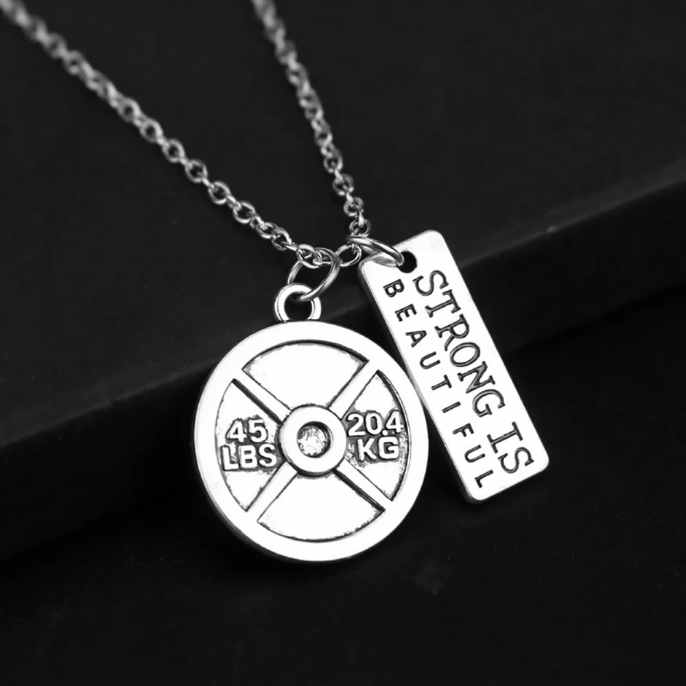 Dumbbell Barbell Letter Pendant — Stainless Steel