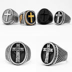 Cross Amulet Ring — Stainless Steel