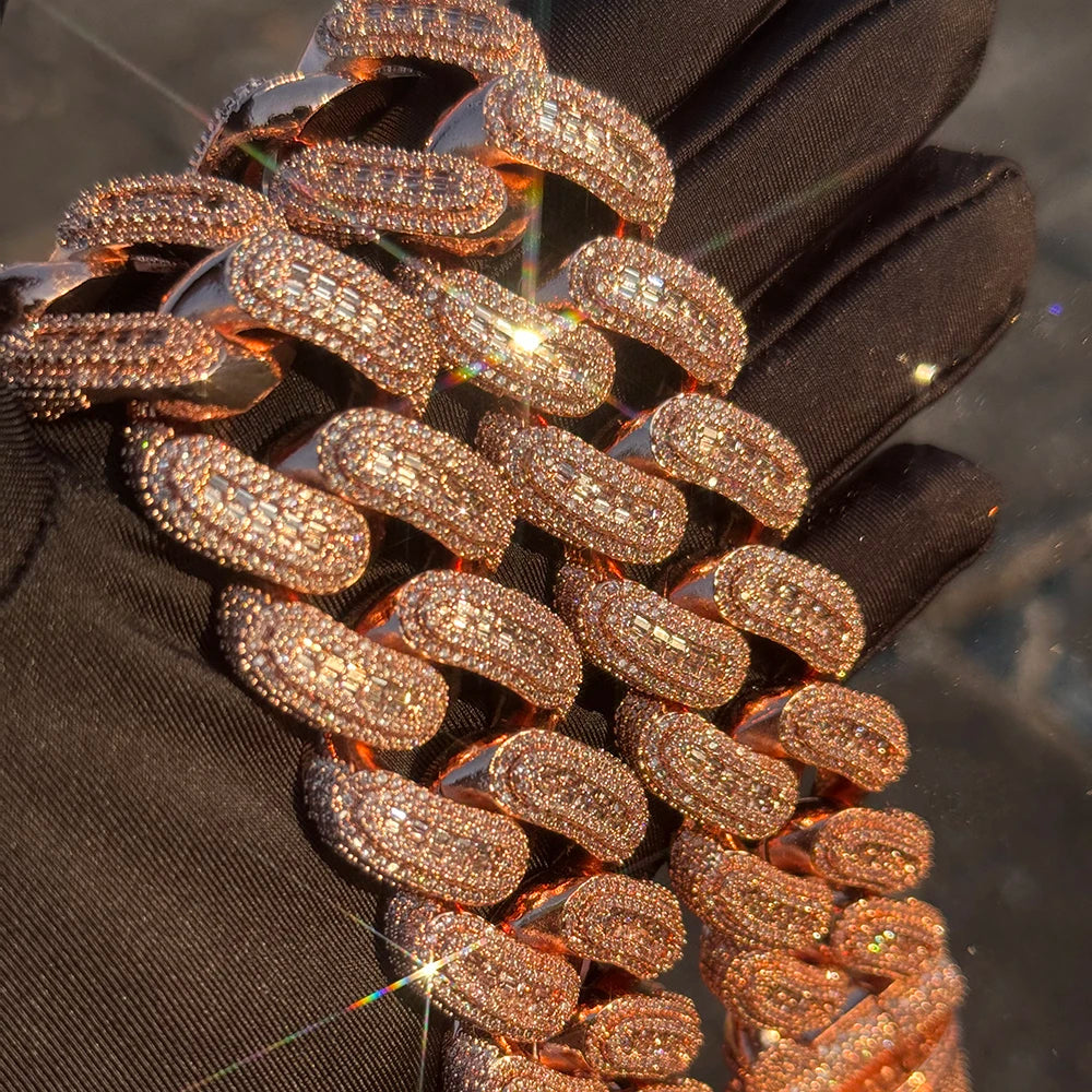 Rose Gold Cuban Chain Necklace Iced Out 29MM