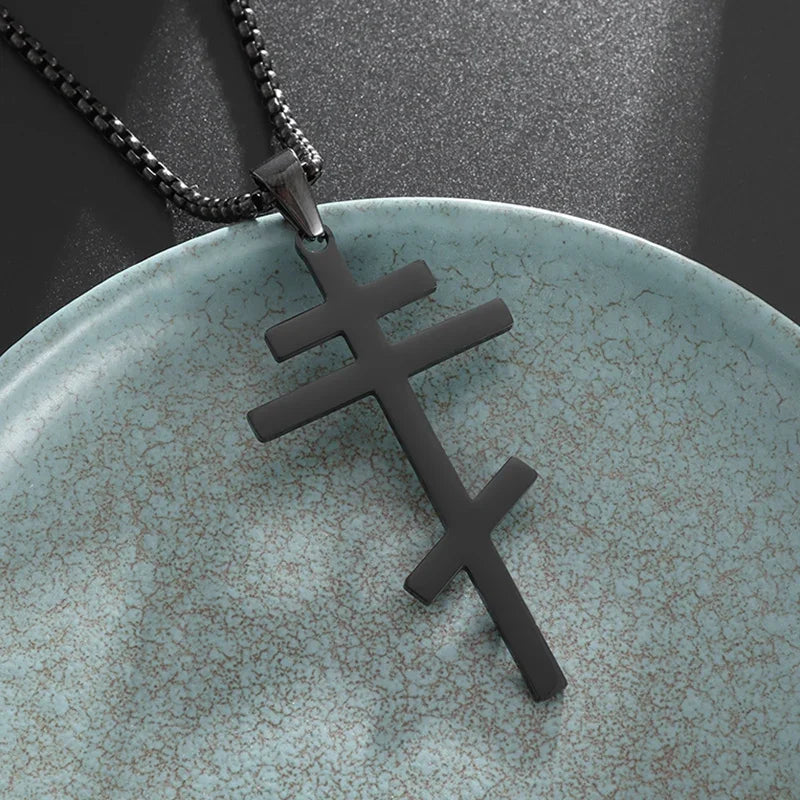 Orthodox Cross Stainless Steel Pendant Necklace