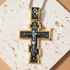 Movie John Wick Jesus Cross Necklace Crucifix Eastern Orthodox Prayer Big Pendant For Men Women Jewelry Accessories