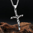 Cross Jesus Steel Pendant Vintage 316L Religious