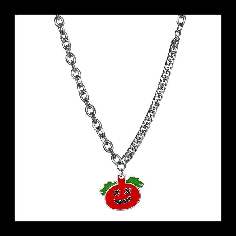 Ghost Pumpkin Pendant Necklace — Stainless