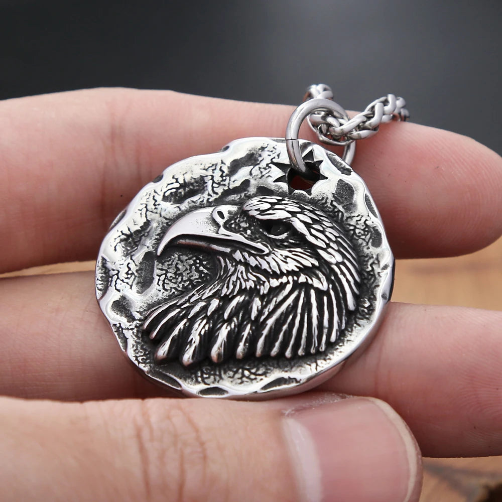 Eagle Steel Pendant Vintage Head 316L American