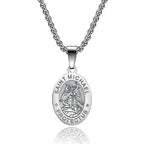 Medal San Miguel Arcanjo Archangel Necklaces Stainless Steel Chain Necklace Saint Michael Pendant Necklace Lucky