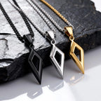 Casual Geometric Necklace for Men Boys,Stainless Steel Four Pointed Star Collar,Hiphop Punk Jewelry Gift