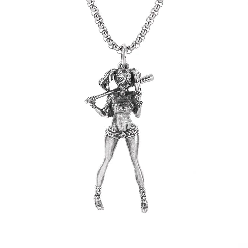 Gothic Succubus Pendant Necklace — Silver