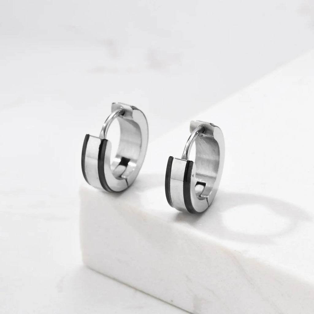 Minimal Circle Huggie Hoop Earrings — Stainless Steel
