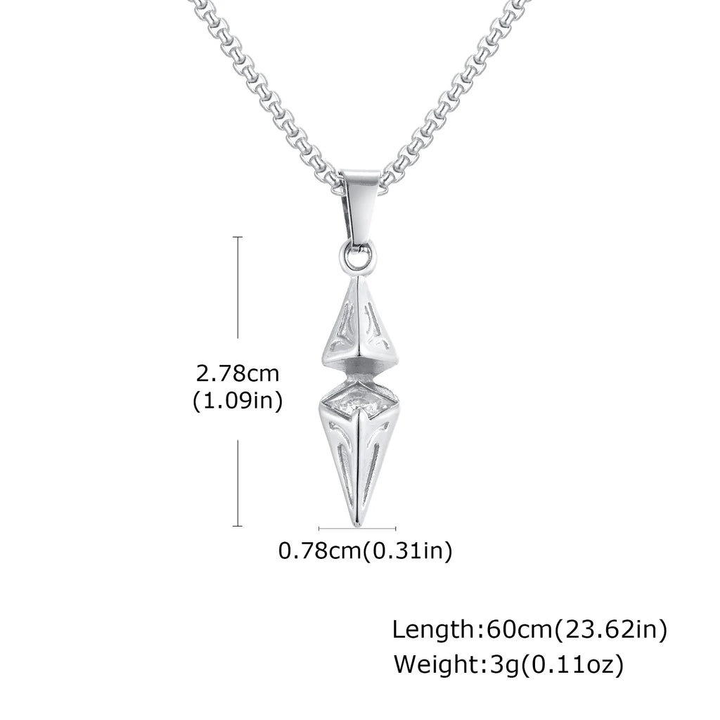 Vnox Stylish Blue Stone Necklaces for Men, Stainless Steel Cube Geometric Pendant Collar Jewelry, Birthday Party Gifts for Him