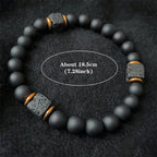 Adjustable Elastic Beaded Bracelet 8mm Round Beads — Black-Tone