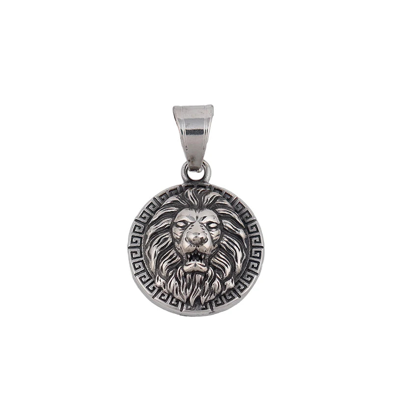 Small Lion Head Pendant Necklace — Stainless Steel