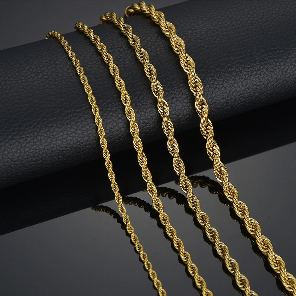 Twisted Rope Chain Necklace — Stainless Steel