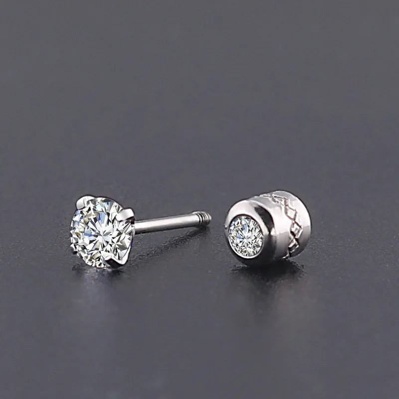 Double Side Zircon Stud Earrings — Stainless Steel