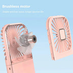3000mAh battery powered mini outdoor portable USB neck fan rechargeable 180 ° folding wireless desktop fan，gift