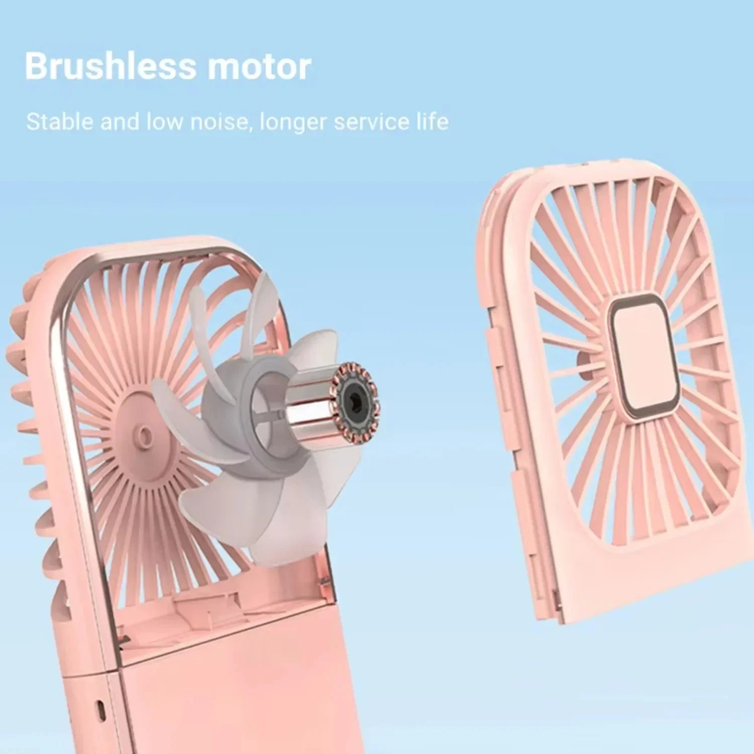 3000mAh battery powered mini outdoor portable USB neck fan rechargeable 180 ° folding wireless desktop fan，gift
